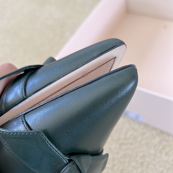 🎊HP🎊NWT ALEXANDRE BIRMAN Fina Leather Slingbacks Flat 38/8 Green MSRP $550 - Picture 14 of 16